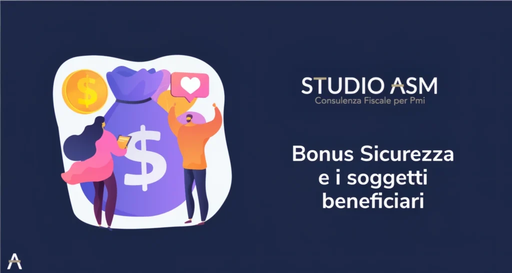 Illustrazione con persone felici accanto a un grande sacco di denaro.